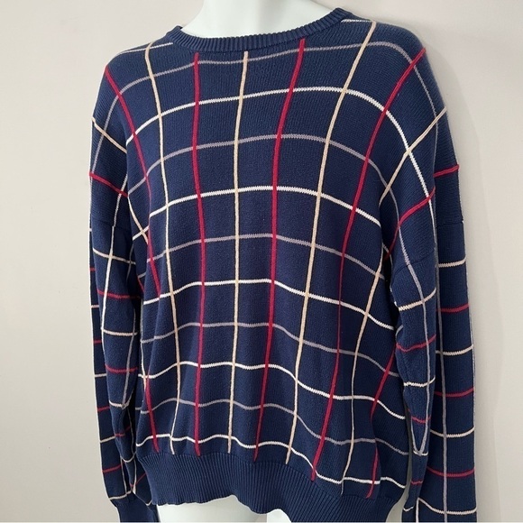 Vintage Orvis Blue Striped Cotton Crewneck Sweater | Classic Preppy Style Large - Picture 5 of 13